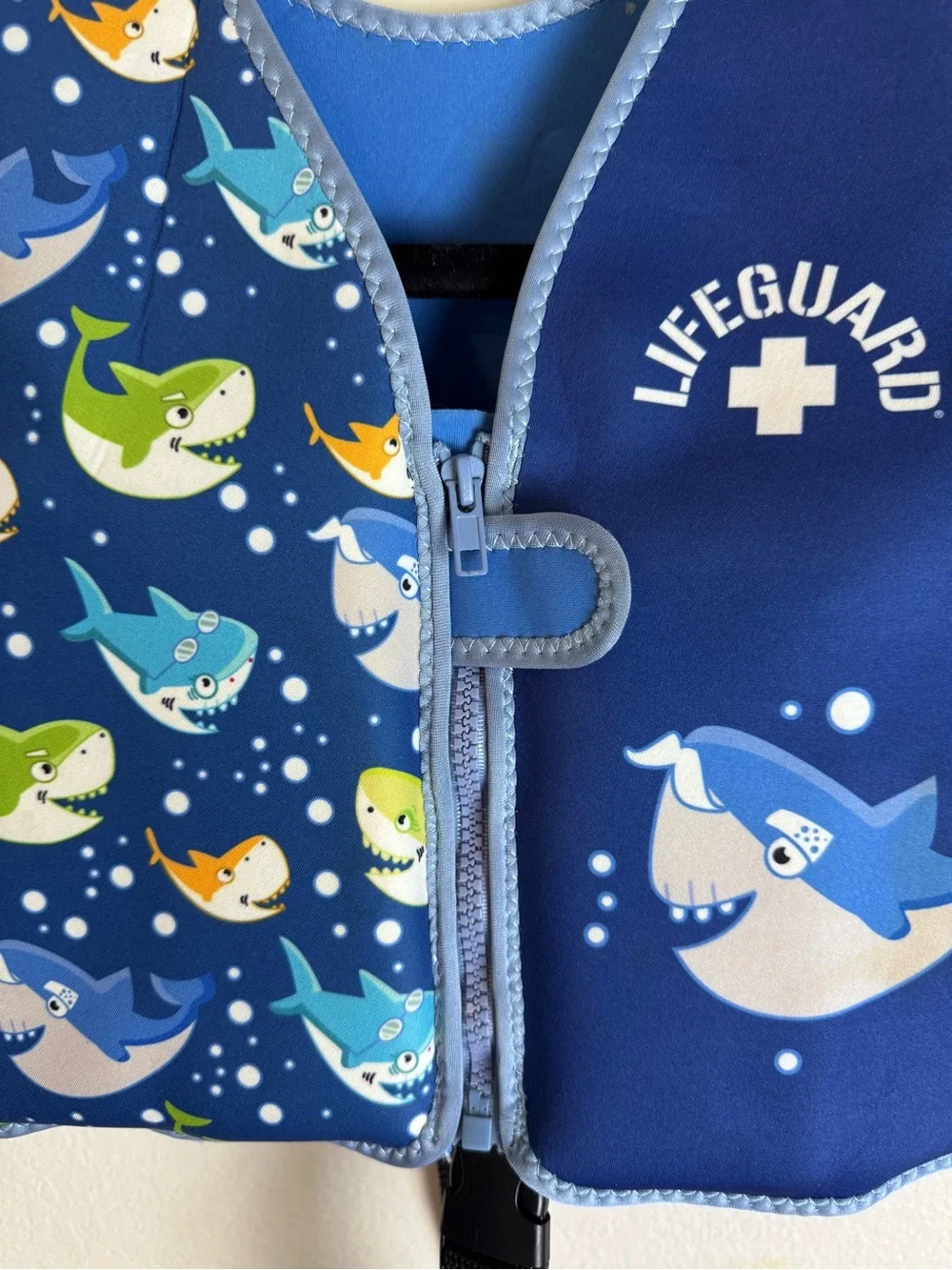 Swimways Kids Swim Aid Vest Blue Shark Print M/L 33-55 lb 22